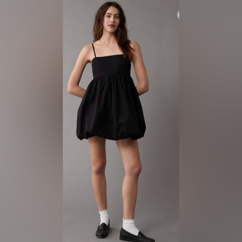 American Eagle Poplin Dress black